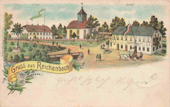 Reichenbach Großschirma Sachsen Gasthof Litho o 1903