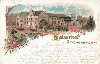 Reichenbach Vogtland Restaurant Kaiserhof Litho o 1900