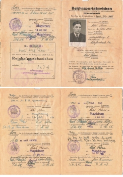 Reichssportabzeichen Silber Urkundenheft Magdeburg 1943 A4 Blatt gefalten