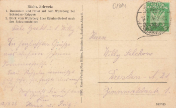 01814 Reinhardtsdorf Sächsische Schweiz Hotel auf dem Wolfsberg o 1926