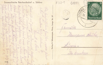 01814 Reinhardtsdorf - Schoena Saxon Switzerland with Kaiserkrone and Zirkelstein o 1937