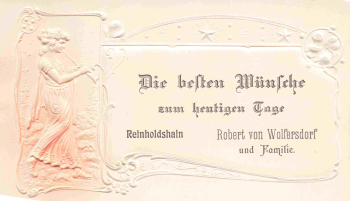Reinholdshain Glauchau Jugenstil Präge Glückwunschkarte um 1900