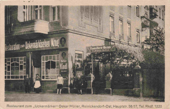 Restaurant Uckermärker, Hauptstrasse 56, Reinickendorf, Berlin – vintage postcard, c. 1928