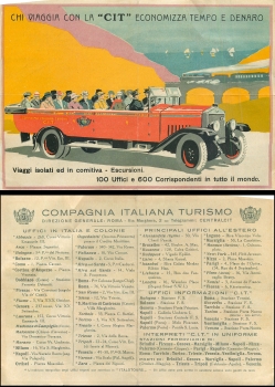 "Cit" Italia Werbezettel für Busruten um 1935