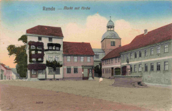 07407 Remda Rudolstadt Markt mit Kirche o 1912
