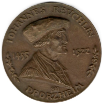 Reuchlin Johannes Humanist auf seinen 400. Todestag Pforzheim Baden 1922 Bronzemedaille