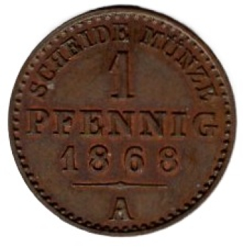 Reuss - older line Greiz 1 Pfennig 1868 Heinrich XIX. 