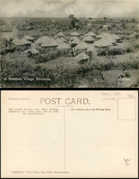 Rhodesia Matabele village real photo map * around 1930