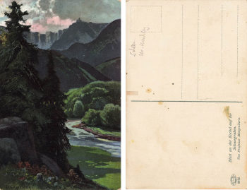 Riesengebirge Blick an der Kochel auf die Schneegruben Künstlerkarte Morgenstern Nr 3752 * um 1910
