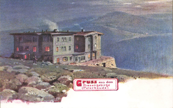 Forest Bauden Giant Mountains Artist's postcard Paul Neumann Budniki * around 1900