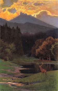 Riesengebirge Kynast Kuenstlerkarte Morgenstern Schlesien Chojnik um 1910