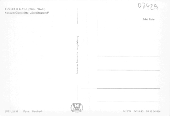Rohrbach Thüringer Wald Konsum Gaststätte "Sorbitzgrund" * 1974