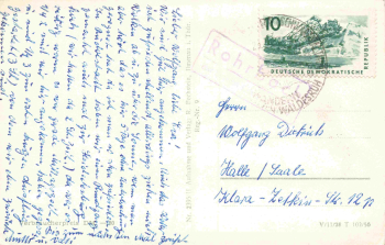 Rohrbach Thüringer Wald unterer Ort Landpoststempel Rohrbach über Sitzendorf o 1957