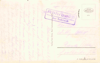 Rohrbach Thüringer Wald  Landpoststempel Rohrbach über Sitzendorf o 1958