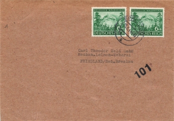 Rosegger 2 x Michel 855 on letter o June 13, 1944