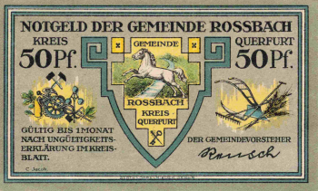 06242 Roßbach Braunsbedra 50-Pfennig emergency money note, circa 1921