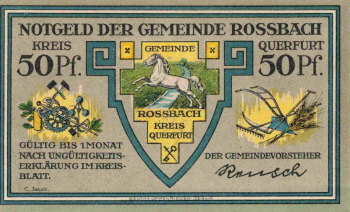 06242 Roßbach Braunsbedra 50-Pfennig emergency money note, circa 1921
