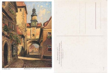 91541 Rothenburg Tauber Alte Fronveste mit Röderbogen Künstlerkarte L. Mößler *ca. 1920