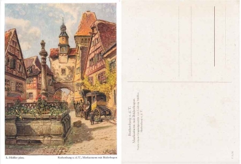 91541 Rothenburg Tauber Markusturm mit Röderbogen, Künstlerkarte L. Mößler * ca. 1920
