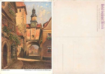 Rothenburg Tauber Alte Fronveste mit Röderbogen Künstlerkarte Mößler *um 1930