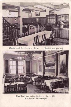 07407 Rudolstadt Gasthaus zum Adler Innenansicht o 1930