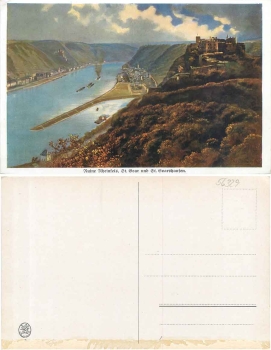 Ruins Rheinfels St. Goar and St. Goarshausen artist card H. Hoffmann around 1920