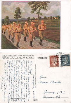 SA artist card E. Frauendorfer We march for home o 6.5.1943
