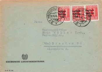 SBZ Berlin Michel 202A auf Ortsbrief o Niedersedlitz 30.11.1948