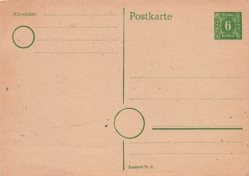 Allied occupation of Mecklenburg postal stationery P6 6 Pfennig green * 1945