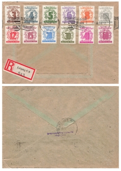 SBZ Michel 138-149 Popular Solidarity as R-Letter Leipzig C2 March 26, 1946