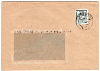 SBZ East Saxony Michel 61 single franking on cover o Dresden A1 5.2.1946