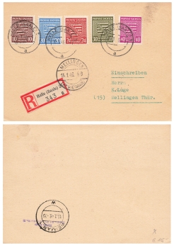 SBZ Sachsen Michel 84x Buntfrankatur auf R-Karte o Halle Saale 12.1.1946 nach Mellingen