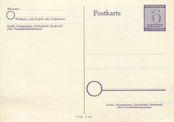 SBZ West Saxony postal stationary 6 Pfennig * 1945