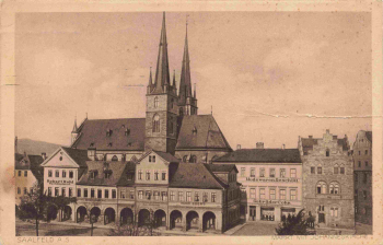 Saalfeld Thüringen Markt mit Johanniskirche o 1915