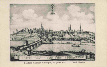 Saalfeld Thüringen nach Merian 1650 * um 1920
