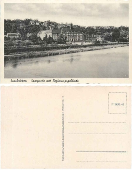 Saarbruecken Saarpartie mit Regierungsgebaeude *ca. 1920
