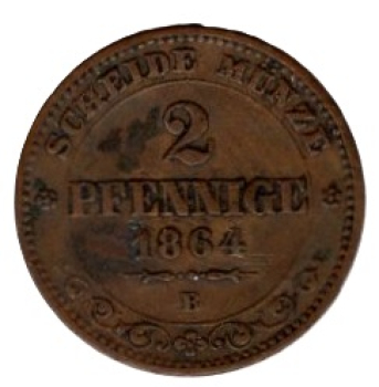 Sachsen Königreich 2 Pfennig 1854 F Johann