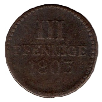 Saxon-Albertine line 3 pfennigs 1803 Frederick Augustus III.