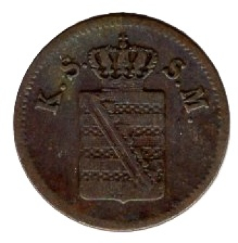 Sachsen Königreich 1 Pfennig 1854 F Johann