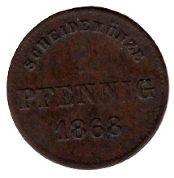 Sachsen Meinigen 1 Pfennig 1868 Herzog Bernhard II.