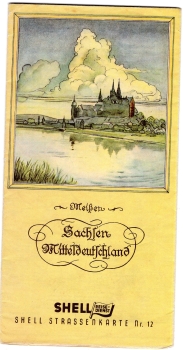Saxony Central Germany Shell road map No. 12 around 1938