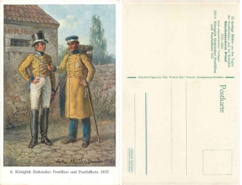 Sächsischer Postillion Postfußbote Künstlerkarte Müller *ca.1913