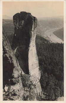 01814 Devil's Tower Climbing Rock Saxon Switzerland * around 1930