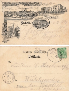 Sagan Silesia Litho Caserne Zagan Railway Post Sagan-Cottbus Train 740 o 1898