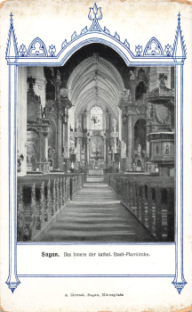 Sagan Catholic Parish Church Interior view Silesia Zagan * around 1910
