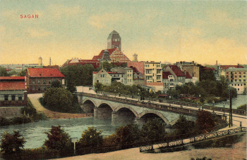 Sagan Kaiser Wilhelm Brücke Schlesien Zagan * um 1910