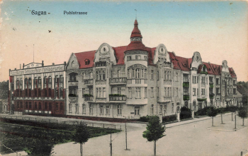 Sagan Pohlstrasse Schlesien Zagan Bahnpoststempel Berlin-Liegnitz Zug234 o 1912