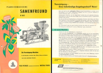 Flat sieve machine Samenfreund K062 agriculture advertising brochure A4 VEB Retkus Wutha 1959