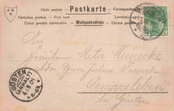 Sangerhausen Market Square, Art Nouveau picture postcard, c. 1901