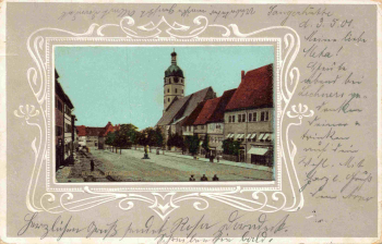 Sangerhausen Market Square, Art Nouveau picture postcard, c. 1901